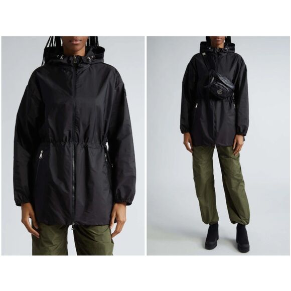 Moncler Women's Black Wete Boxy Hooded Windbreaker Jacket Size 1 - Picture 1 of 10